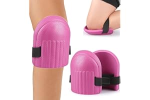 seaNpem Gardening Knee Pads - Sturdy & Comfortable Knee Pads for Work, Construction, Cleaning Floors, Gardening - Men and Women Suitable Kneeling Cushions with Adjustable Elastic Band, 1 Pair (Rose)