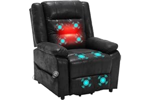 ‎ASUKALE Asukale Elektrischer Fernsehsessel mit aufstehhilfe, Relaxsessel Massagesessel mit Wärmefunktion, Liegefunktion, Fernbedienung Verstellbar, Schlaffunktion und Fußteil, bis 220kg, Schwarz Flockleder