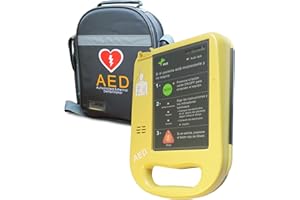 Desfibrilador semiautomático AED7000 con autotest totalmente en español. Fácil de usar con 2 botones.