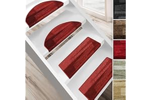 casa pura Stufenmatten innen selbstklebend rechteckig rot 15 Stück Treppenstufen Matten 65 x 23,5cm, modernes Design Stufenteppich (Via Veneto)