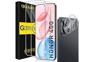 QULLOO Schutzfolie für Honor 400 5G für Panzerglas, 2 Stück Displayschutzfolie mit 2 Stück Kameraschutz, 9H Härte Gehärtetes Glas HD Klar Schutzglas Anti-Kratzen Folie