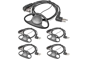 HYSHIKRA D Shape Radio Earpiece, Microphone with PTT Headset Compatible for Motorola CP040 CP200 GP300 DP1400 CLS1110,CLS1410 Walkie Talkie (5 Pack)