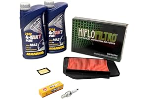 MVH BOCKAUF Kit d'entretien huile 2L + filtre à air + filtre à huile + bougies d'allumage pour Hon da CBR 125 R CBR 125 RS CBR 125 RT CBR 125 RW année de construction 2004-2019