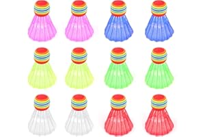 WPPQWP Lot de 12 volants de badminton en nylon coloré pour enfants - Pour débutants en plein air - Convient pour les débutants et les enfants - Sports d'intérieur et d'extérieur