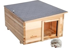 NATURE CRAFT BY JOOIER NatureCrafts Premium Igelhaus - Wasserdichtes Igelhaus mit Boden & 1,5cm dicken Wänden & doppelter Belüftung - Verstellbares Labyrinth mit begehbarem Tunnel Holz Winterhaus Garten - 45x34x20cm