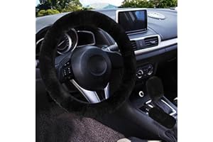 KIKVTER Lenkradbezug Plüsch, 3 Stück Lenkradbezug Winter, Lenkradabdeckung, Rutsch Warme Lenkradhülle Anti, Universal Lenkradhülle Fell Handbremse Schaltabdeckung und Lenkradschoner, Auto Zubehör (A)