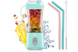 ‎VAEQOZVA Vaeqozva Mixer Smoothie Maker To Go 380mL,Mini Standmixer Tragbarer Mixer Blender Smoothie Maker USB mit 6 Klingen für Saft Shake Marmelade Smoothie für Outdoor Sport Reisen,Hellblau