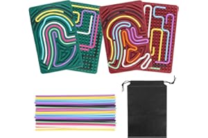 DBALL Sensory Activity Board de 2 Piezas 17 x 11 cm Tablero De Actividades De Doble Cara con 31 Cuerdas y 1 Bolsa de Almacenamiento Apto para Niños y Adultos (Rojo + Verde)