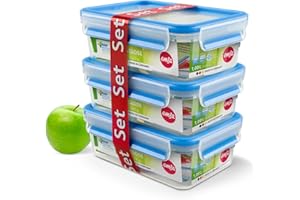 ‎EMSA Emsa 508558 Clip & Close Frischhaltedosen | 3-teiliges Set | 3 x 1 L | -40 bis +100 Grad | Kunststoff | 100 % Dicht | Besondere Frische-Dichtung