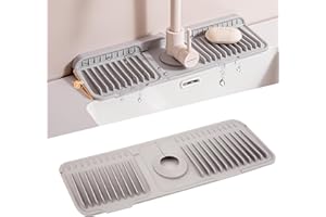 Volminex Alfombrilla para Grifo de Silicona, Protector contra Salpicaduras para Fregadero, Alfombrilla Fregadero Cocina, Almohadilla de Secado de Agua para Encimera de Cocina y Baño (Gris, 45 cm)