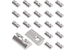 Yeepeo 20 sztuk kamieni rowkowych z kulką, rowek 8, seria 30, kamień rowkowy M6, gwint M6 z centrowaniem, nakrętka ślizgowa ze stali węglowej z kulką sprężynową, zestaw kamieni rowkowych do szczeliny wytłaczania profilu aluminiowego