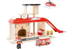 Small Foot Drewniany zestaw do zabawy z motywem straży pożarnej ze wszystkimi akcesoriami zaprojektowanymi dla dzieci w wieku od 3 lat