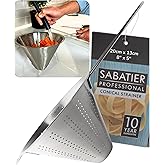 Sabatier Stainless Steel Professional Conical Strainer – Durable Sieve with Handle & Hook, Dishwasher Safe, Perfect for Strai