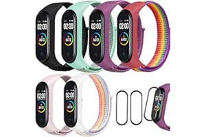 DMNQ Nylon Cinturino per Mi Band 3/4/5/6,6 Pezzi Cinturini in Nylon Sportivo per Xiaomi Mi Band,Leggero Traspirante Cinturino di Ricambio Intrecciato Bracciale Cinturino in Nylon Elastica Regolabile