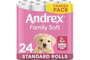Andrex Family Soft Toilet Roll - 24 Toilet Rolls, Bulk Buy, Fragrance Free, FSC Certified