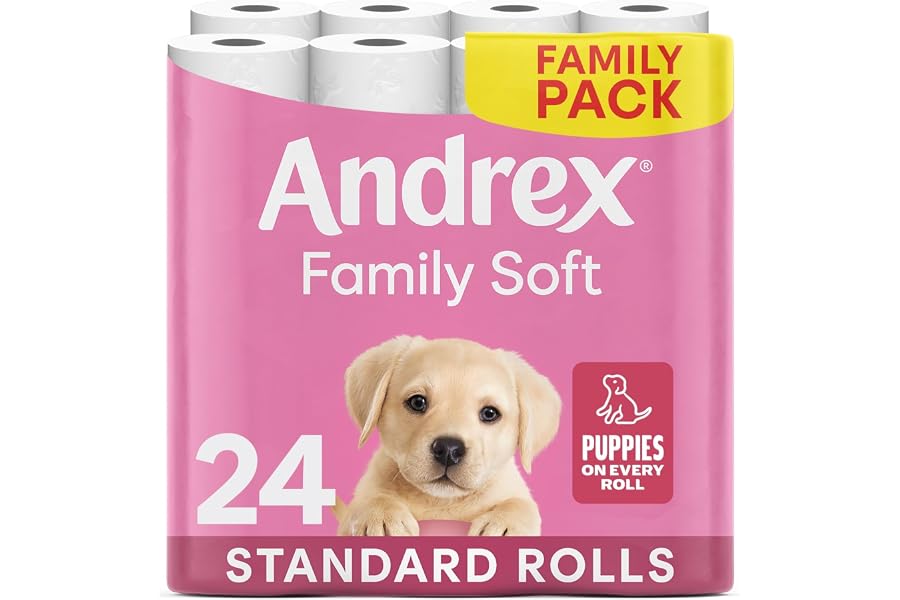 Andrex Family Soft Toilet Roll - 24 Toilet Rolls, Bulk Buy, Fragrance Free, FSC Certified