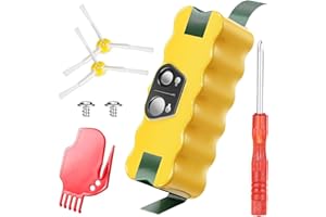 Morpilot 4500mAh Batterie pour iRobot Roomba 500 600 700 800 Séries et R3, Scooba 450 Aspirateur, 14.4V Ni-MH, avec 2 Brosses Latérales