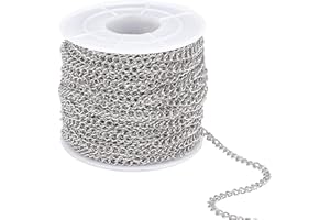 PH PandaHall 25m Catena Collana Fai Da Te Argento Catene Acciaio Inox per Gioielli, Catenine per Ciondoli per Creazione di Braccialetti Collana Accessori di Gioielli Fai Da Te, 4x3mm