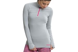 TCA Women's Lightweight Workout Fusion Quickdry Long Sleeve Half-Zip Running Top with Thumbholes and Pocket