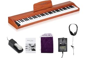 Asmuse Digital Piano 88 Key Keyboard with Semi-weighted & Bluetooth Portable Piano Home Digital Pianos Full Size Keyboard with USB MIDI and Headphone Jack Suitable for Beginner Brown