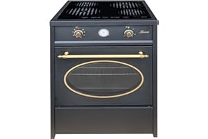 GURARI Cuisinière à Induction 60 cm GCH E 612 Cr r Avec Four et Plaque de Cuisson en Fonte | Retro Range Coocker 4 Zones | Air Chaud | Grill