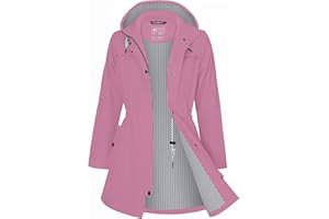 ATLASLAVA Regenjacke Damen Lang Wasserdicht Kapuze Regenmantel übergangsjacke Trenchcoat Outdoor Mantel