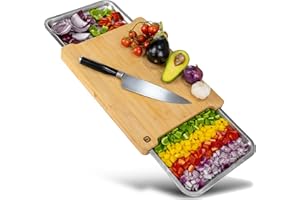 naturlik Deska do Krojenia z Magnetycznymi Tackami - Praktyczna Pomoc w Kuchni - Wysokiej Jakości Deska Bambusowa z Tackami ze Stali - Drewniana Deska z Tackami - Deska Kuchenna z Tackami Stalowymi