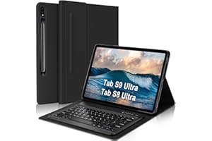 FOGARI Samsung Galaxy Tab S9 Ultra Keyboard Case 2023 - Detachable Wireless BT Keyboard - Slim PU Smart Case for Samsung Galaxy Tablet S9 Ultra 5G 14.6''(X910/X916/X918), Black