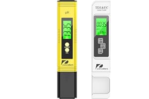 pancellent Miernik pH TDS EC i temperatury 4 w 1, tester jakości wody (ATC) do wody pitnej/basenu/akwarium/basenów, miernik o wysokiej dokładności i wyświetlacz LCD (żółty)