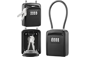 RWSRW Caja de Seguridad para Llaves de 4 Dígitos Caja de Cerradura Impermeable para Exteriores de Pared con Asa para Garaje Oficina Escuela de Aleación de Aluminio