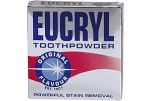 Eucryl Polvo dental de sabor original, polvo blanqueador de dientes, potente removedor de manchas, para manchas de tabaco, té, café y vino, acción de pulido única, 1 x 50 g
