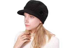 YAMEE Bonnet Femme Hiver Chic à Bord,Casquette Femme Hiver Vintage,Béret Femme Hiver à visière Chapeau Femme Chaud tricoté