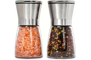 GmwyCzV 2 Pièces Moulin a Poivre, Salieres et Poivrieres Manuel en Acier Inoxydable, Moulin à épices avec Broyeur en Céramique Réglable, Moulin Sel Poivre pour la Maison ou la Cuisine