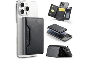 IRABEY MagSafe Wallet, Magsafe Kartenhalter mit 8 Kartenfächer, inklusive RFID Schutz, Kartenhalter aus Hochwertigem PU Leder, Vielseitigkeit Wallet Ständer, für iPhone 17/16/15/14/13/12 Serie, Schwarz