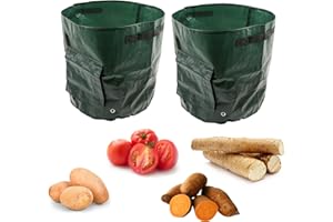 QQDBT Potato Grow Bags Uk, Grow Bags for Vegetables, 2 PCS 7 Gallon Garden Plant Bags, Carrot Grow Bags for Tomatoes Cucumbers and Other Vegetables with Window Flap, Handles