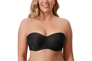 DELIMIRA Damski Biustonosz Bez Ramiączek Plus Rozmiar Fiszbiny Kabriolet Bez Wyściełania