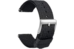 TStrap Nylon Uhrenarmband 20mm - NATO Stil Armband Weiches Schwarz Schnellverschluss Uhrband – Canvas Militär Uhrenarmbänder Herren und Damen – Smart Uhrenarmband - 18mm 20mm 22mm 24 mm