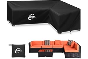 Kipiea L Shaped Garden Furniture Covers Waterproof, 420D Heavy Duty Oxford Fabric Outdoor Rattan Corner Sofa Covers with Windproof, Garden Sofa Cover, Anti-UV, Ripstop (Right Side, 250x200x85x78cm)