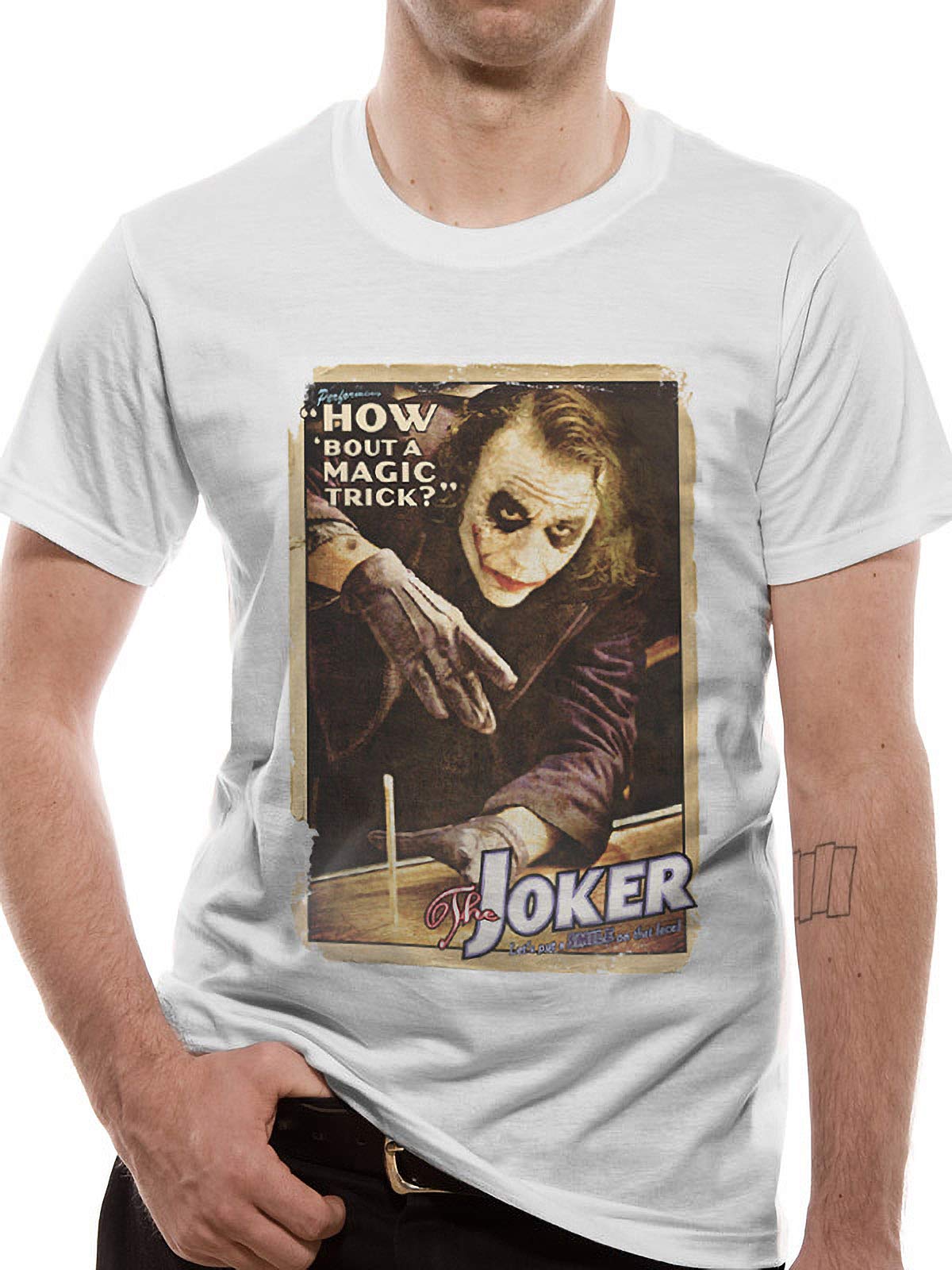 DC-Comics-Herren-The-Dark-Knight-Trilogy-Joker-Poster-T-Shirt-Wei-Large