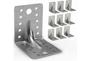 CUALITYX Angle Brackets for Wood Pack of 10 (70 x 70 x 55 x 1.5mm) - Heavy Duty, Weatherproof Galvanized Steel Sheet L Brackets with Smooth Edges - Ideal for DIY Furniture Fixations & Corner