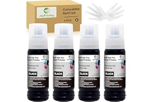 JoyPrinting 70ml Ink Bottles Compatible with ink refill Bottles Multipack for ET-1810 ET-2710 ET‑2711 ET-2712 ET-2714 ET-2820 ET-2821 ET-2825 ET-2826 4700 ET-4800(4Black)