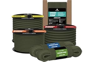 Kamu Synber Corda Elastica 8mm x 10m Cordino Elastico Corda Gomma per Teloni, Camion, Barca, Bagagli, Piscina | Verde Militare