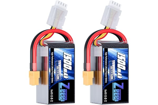 Zeee 3S Lipo Batterie 1500mAh 11,1V 120C 3S Batterie RC avec connecteur XT60 pour FPV Racing Drones Vélo de Route Quadcopters Avion Hélicoptère RC Bateau RC Voiture (2 Paquets)