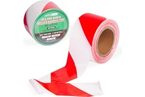 BufulCode Red and White Non-Adhesive Barrier Tape 250m(820 ft) x75mm (2.95inch)-Hazard Tape Plastic Barrier Fencing - Danger Zone Crime Scene Tape - No Entry Caution Tape Roll, Both Sides Printed