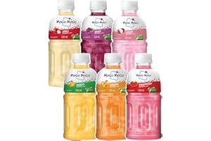 Mogu Mogu Bevanda al succo multi sapore con gelatina Nata de Coco, 320 ml (confezione da 6), bevanda rinfrescante tropicale thailandese da sorseggiare e masticare.