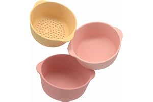 Inspire My Play – 3 x Koralle Stapelbare Silikonschalen und Sieb – Perfektes Zubehör für Sensory PlayTray – Zubehör für Tuff Tray – Spielzeug für Frühentwicklung & Aktivitätsspielzeug