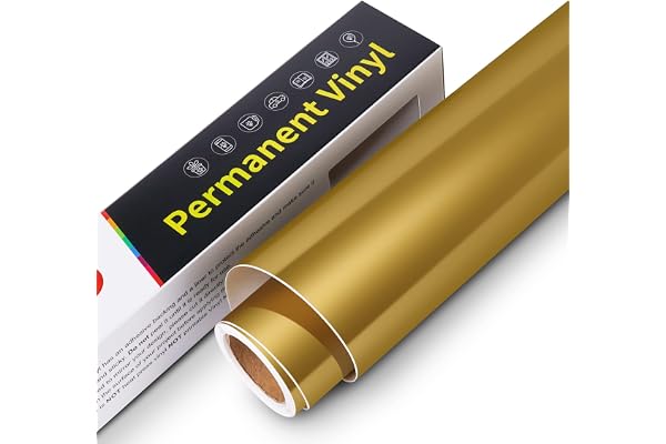 Vinyle Adhésif Permanent Or Mat Astonatick - 30,5 cm x 305 cm Rouleau de Vinyle Imperméable, Compatible avec Cricut, Silhouette Cameo, Décalcomanies, Décorations (Or Mat)