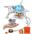 Portable Camping Gas Stove, Windproof 3500W Burner with Piezo Ignition, Adapters and Converters for BBQs, Cooking, Fishing, Hiking, and Picnics.