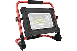 ERAY Projecteur LED Rechargeable, 100W Projecteur LED Chantier Portable Batterie 14000mAh, Lampe de Travail 8000LM 4 Modes/Power Bank/120 LED, Projecteur de Chantier pour Garage, Camping, Extérieur