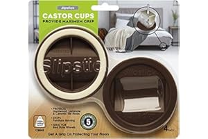 Slipstick CB845 Bed Roller / Furniture Wheel Gripper Castor Cups (Set of 4) 84 mm Round Caster Cup Floor Protectors, Brown